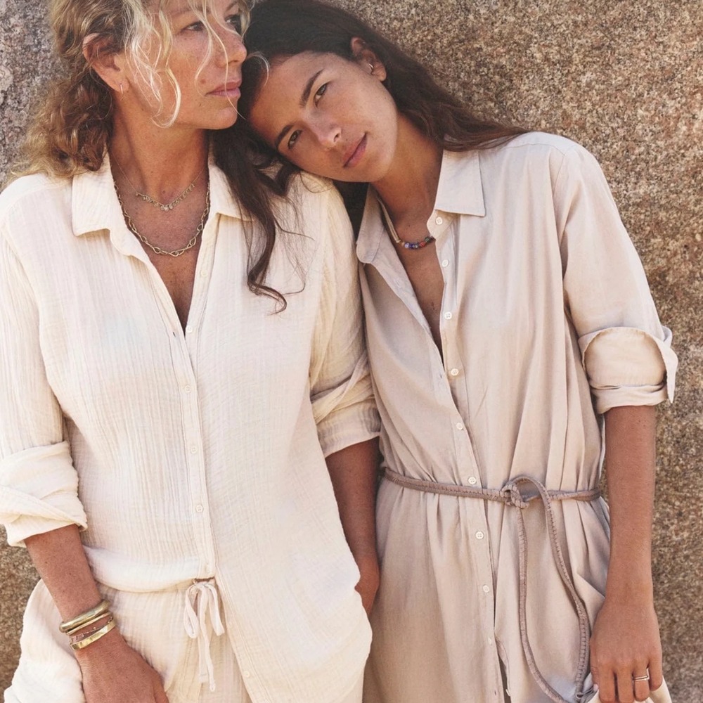 Xirena Dolan Dress S Parchment Minimal 100% Cotton Lagenlook Boho Summer Lite